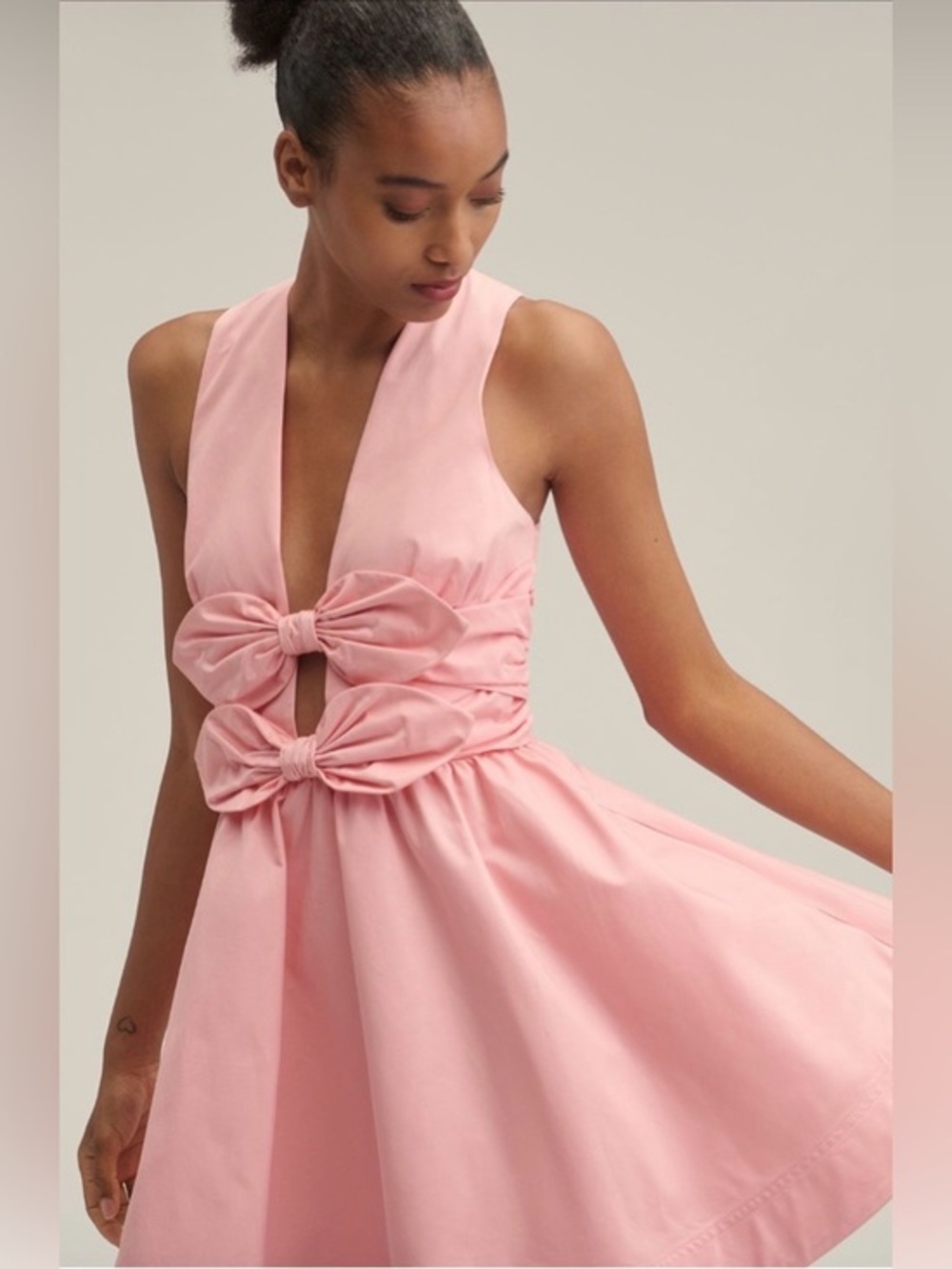 Anthropologie x Lovaan Delilah 100% Cotton Bow Mini Dress NWT